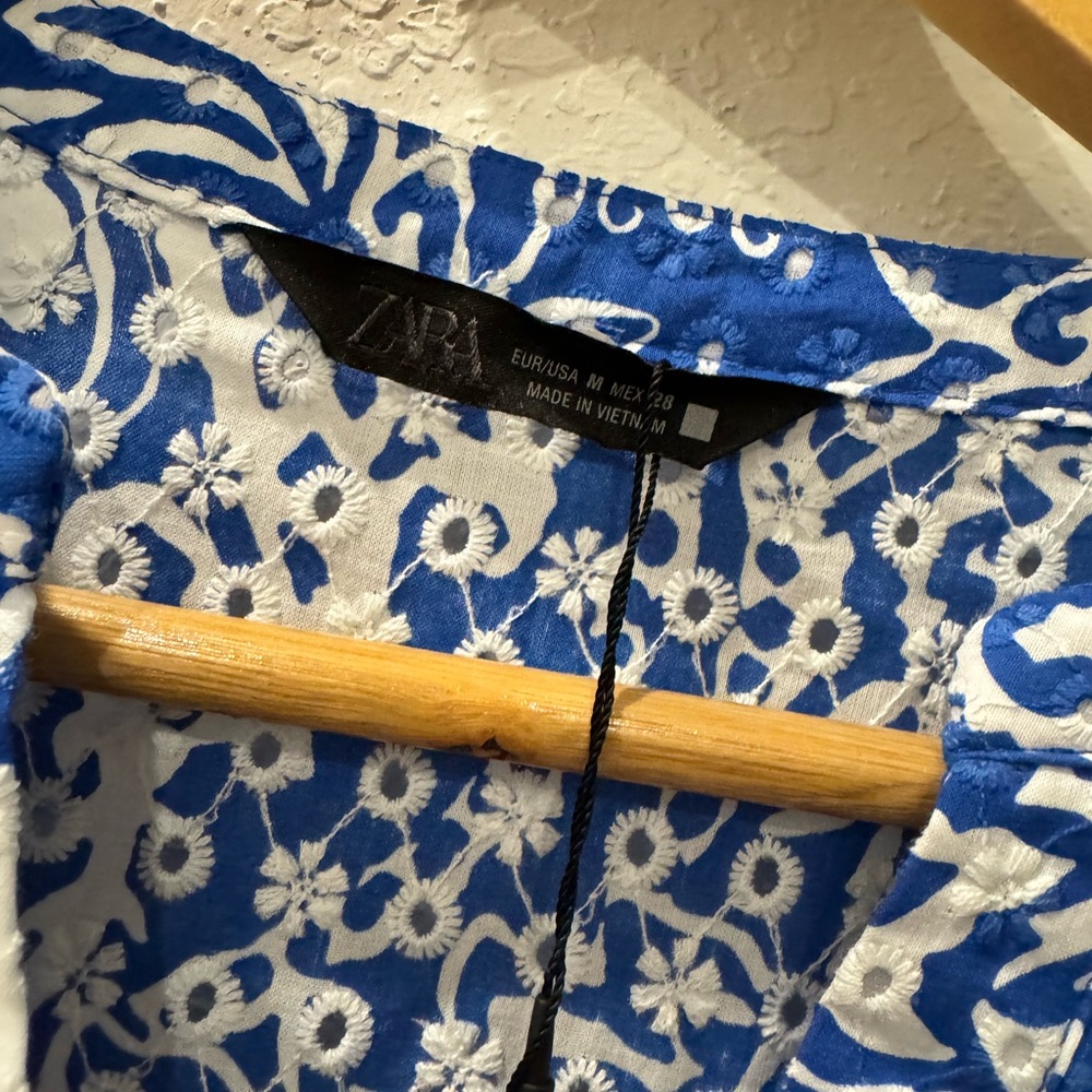 Zara Blue and White Long Sleeve Dress - Picture 4 of 8